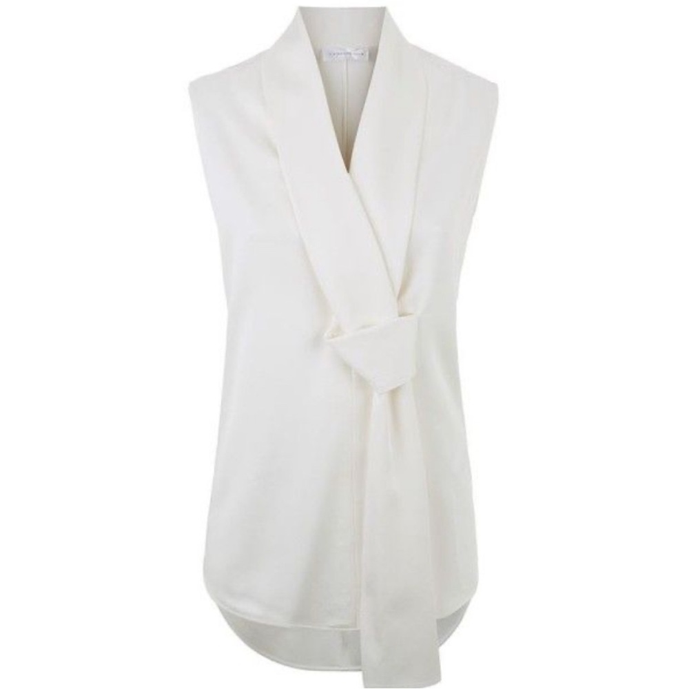 Victoria Beckham Tie Front Satin Crepe Blouse Vest